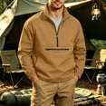 thumbnail image 2 of IROINNID Men Solid Stand Collar Half Zip Pullover Wind Jacket, Zip Chest Pocket Elastic Cuff Raglan Lightweight Outdoor Casual Top (Brown,XL)TopsBlouses & Tops, 2 of 9