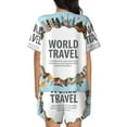 thumbnail image 3 of Bixox Women's World Travel Printed Pajama Set 2 Piece Lounge Set Top and Shorts Soft Pajamas, Shorts with Pockets, 3 of 7