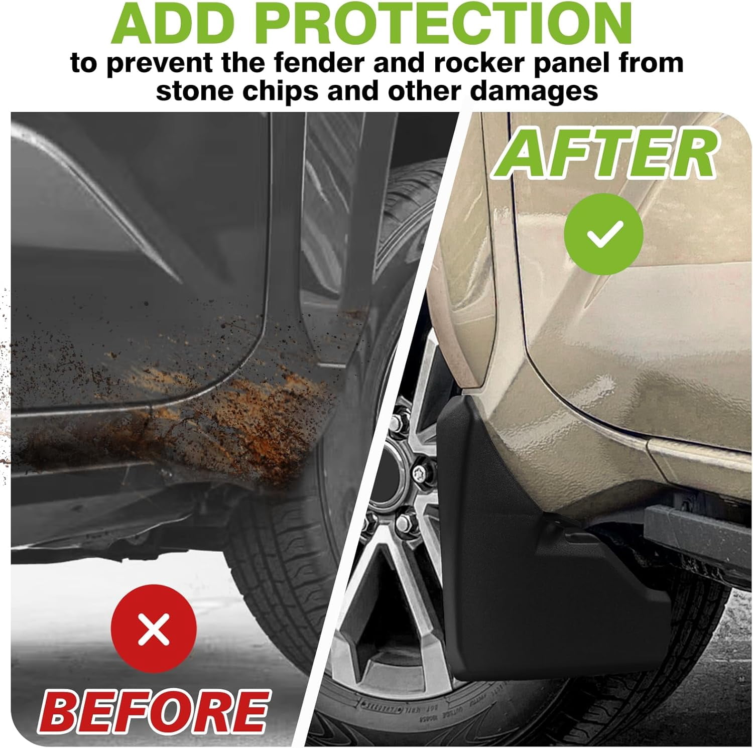 Mud Flaps Splash Guards Compatible with Toyota 4Runner 2025 2026 Accessories 6Gen 4Runner Front and Rear Mud Guards 4PCS Drilling Heavy Duty  Mudguards Kit with Hardware Accessories