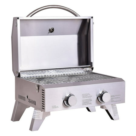 Giantex Propane Gas Grill 2 Burner Stainless Steel BBQ TableTop Perfect For Camping, Picnics or any Outdoor