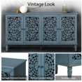 thumbnail image 6 of 60" Antique Buffet Cabinet with Floral Carvings with Solid Wood Legs&Antique Brass Handles&Adjustable Shelves, TV Stand for 65''+ TV, Sideboard for Living Room,Dining Room (Antique Blue), 6 of 20