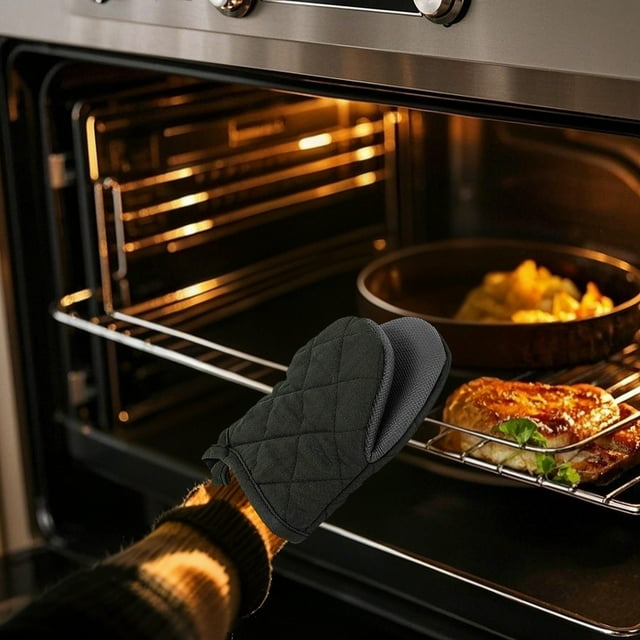 asddcavvf Silicone Heat Oven Gloves Extra Thick Non Slip Kitchen For Baking Cooking & Microwave Use