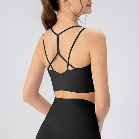 pstuiky Tank Tops  Women Solid Color Slim Fit Sports Tank Top with Removable Bra Pads for Fitness and Leisure Activities Comfortable Breathable Workout Shirt Tops for Women Trendy Clearance Black L