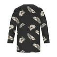 thumbnail image 5 of HKEJIAOI Blouse d'Été à Col Rond Imprimé Floral à Manches 3/4 pour Femmes, 5 of 5