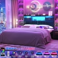 Homieasy Twin Headboard with Drawer Storage and RGB LED Light, Twin