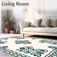 thumbnail image 2 of ODIKA 8'x10' Machine Washable Non-Slip Area Rug, Chic Scroll Interlocking Vinework with Stylized Floral Embellishments High Traffic Rug with Pad, Blue, 598098, 2 of 8