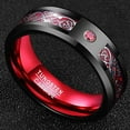 thumbnail image 2 of 8mm Tungsten Rings with Celtic Dragon for Unisex Black Red Wedding Band Ring Size 6-16, 2 of 6