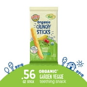(4 pack) Earths Best Organic Teething Crunchy Sticks Garden Veggie Puffed Baby Snack, 0.56 oz Bag