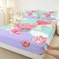 thumbnail image 3 of jejeloiu Kawaii Cartoon Axolotl Twin Sheet Sets,Cute Rainbow Stripes Twin Fitted Sheet,Girls Gifts Flat Sheet For Kids,Microfiber Bedroom Decor,3 Pieces, 3 of 7
