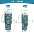 thumbnail image 6 of Yayeee 40oz Stainless Steel Tumbler with Straw and Handle Double-Wall Insulated Travel Water Bottle, Cartoon Beach Pattern, 6 of 8
