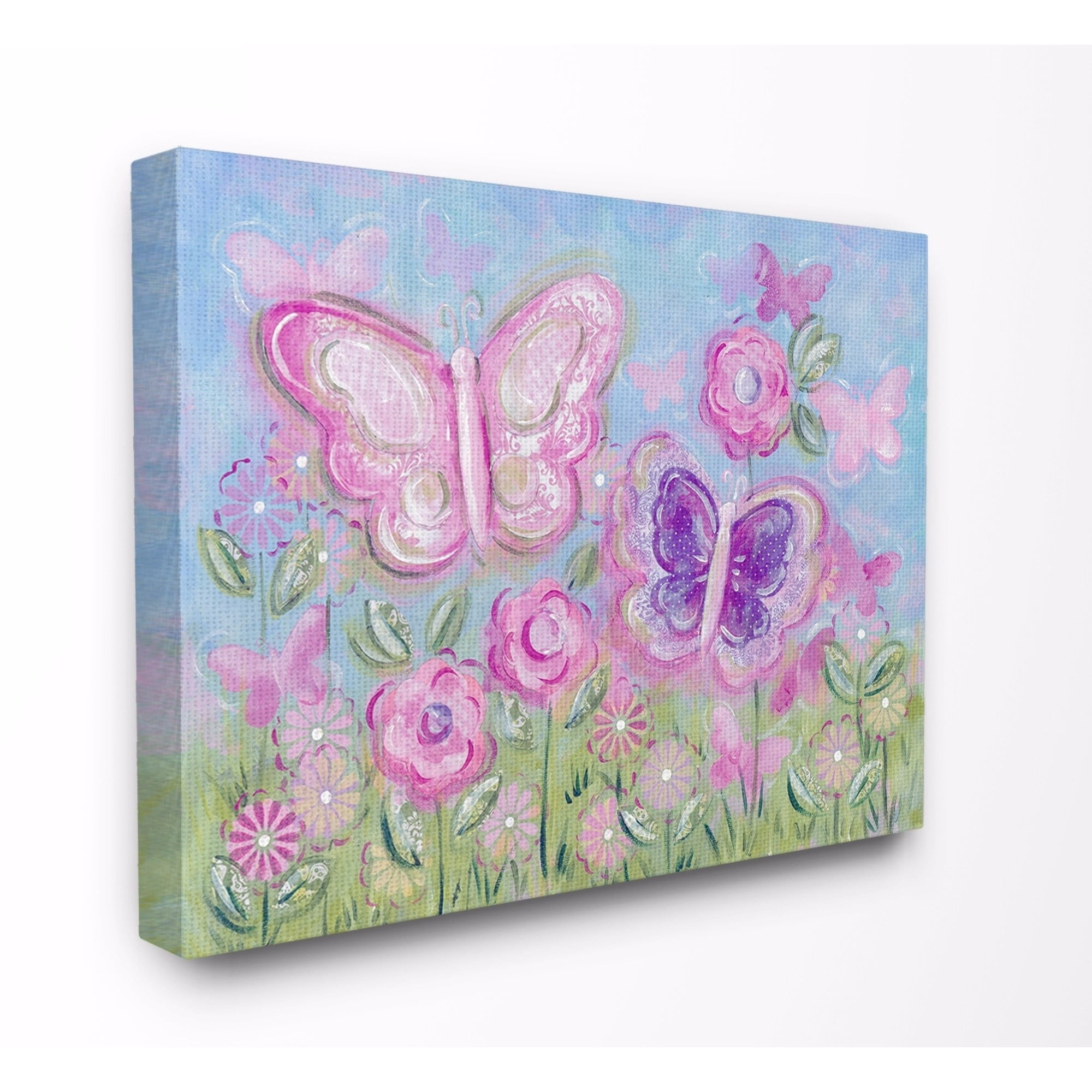 The Kids Room by Stupell Pastel Butterflies in a Garden Stretched Canvas Wall Art, 16 x 1.5 x 20