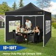thumbnail image 6 of SANOPY 10x10 Heavy Duty Pop Up Canopy Tent with 4 Sidewalls, Commercial Instant Waterproof Canopy Tent, UV 50+ with Silver Coated, Upgraded Thickened Hexagonal Legs, Black, 6 of 8