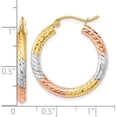 thumbnail image 3 of 14K Yellow & Rhodium With White And Rose Polished Diamond-Cut Hoop Earrings (27.2 X 25.7) Made In Indonesia tf1135, 3 of 5