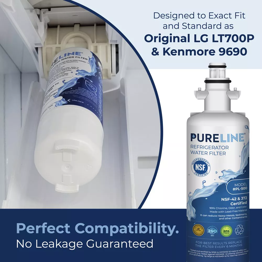 PureLine replacement for LG LT700P Refrigerator Water Filter, LG ADQ36006101, Kenmore 469690, Kenmore Elite 9690 and FML-3 Filters