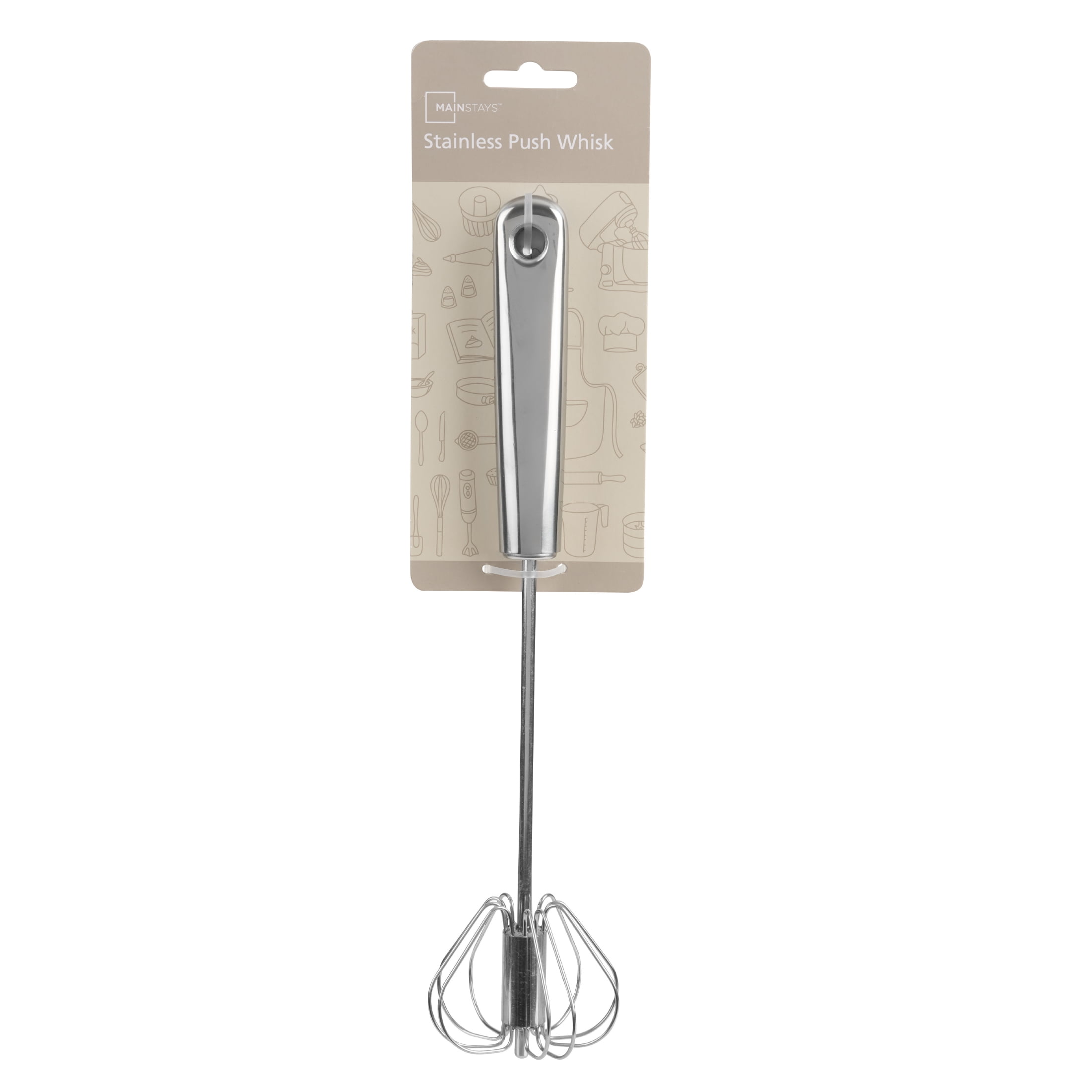 Mainstays Large Stainless Steel Push Whisk 12-Inch