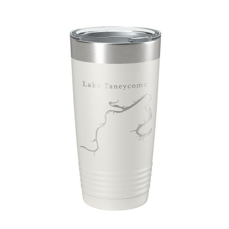 

Lake Taneycomo Map Tumbler Travel Mug Insulated Laser Engraved Coffee Cup Branson Missouri 20 oz White