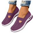 thumbnail image 5 of QYZEU Knit Flats for Women Casual Shoes for Women Leather Extra Wide Hiking Shoes Lightweight Walking Shoes Breathable Trekking Shoes Retro Shoes Women Dark Purple 37, 5 of 7