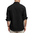 thumbnail image 6 of Summer Shirts for Men Long Sleeve Button Up Cotton Linen Shirts Casual Work Lightweight Comfy Tees with Pockets, L, 6 of 6