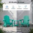 thumbnail image 3 of Folding Adirondack Chair, All-Weather HDPE Patio Chair with Cup Holders, Aqua, 3 of 7