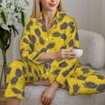 thumbnail image 5 of KLL Summer Pineapple Print Women's Long Sleeve Pajamas with Pants Sleepwear Loungewear 2 Set-XX-Large, 5 of 7