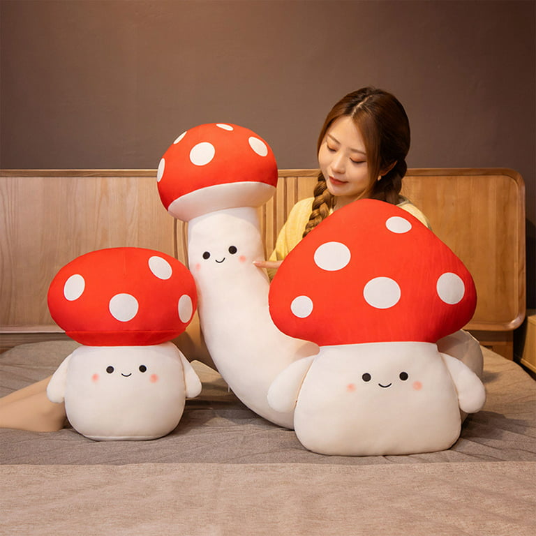 Giant Mushroom Plush Dolls Toys Soft Cute Stuffed Mushroom Throw Pillow  Ornaments for Home Office New Year Gift 