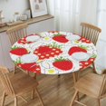 thumbnail image 3 of Cherry Blossoms Table Cloth Round Fitted Tablecloth Elastic Edge Waterproof Polyester Dining Table Covers for Kitchen, Camping, Party -(40"-44" Round Tables), 3 of 6