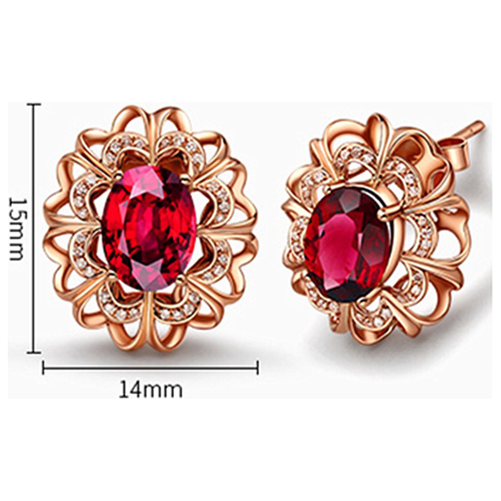 Kayannuo Christmas Clearance Red Tourmaline Stud Earrings Color Gold Colorful Stud Earrings Vintage Women's Earrings Fashion Accessories Gifts For Women - image 3 of 8