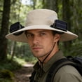 thumbnail image 6 of Coollooc Solar Powered Fan Hat with 2 Fan, 24 Inch Wide Brim USB Solar Fan Outdoor Fishing Hat, Adjustable UPF 50+ Bucket Camping & Beach Hat with Fan Built in for Men Women(1-Beige,24 Inch), 6 of 7