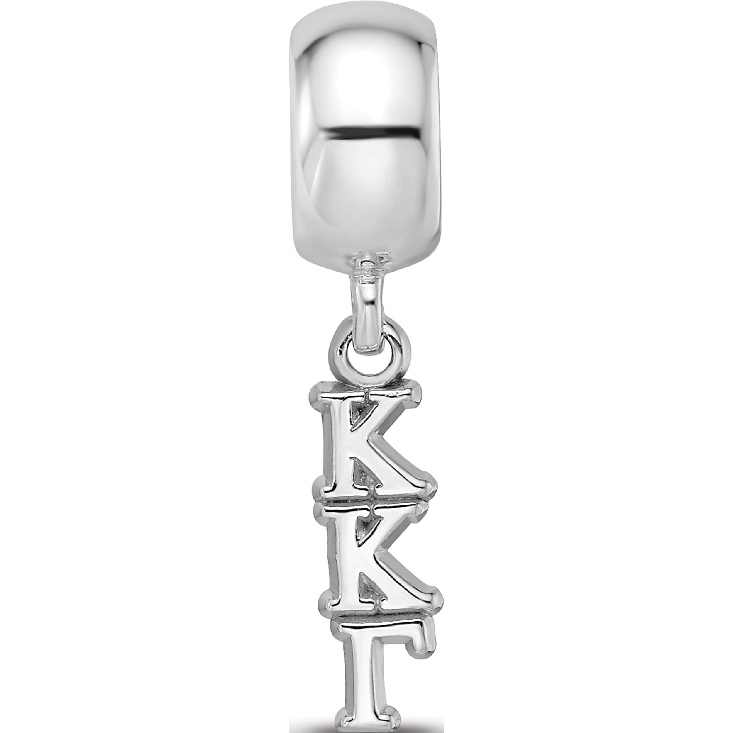 Sterling Silver Rh-Plate Logoart Kappa Gamma Vertical Letter Bead (0.63 X 0.18) Made In United States kkg005bd1-ss