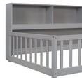 thumbnail image 2 of Noble House Lester Twin Size Floor Bed, Pine Wood Frame with Side Bookcase, Shelves, and Guardrails for Kids, Grey, 2 of 11