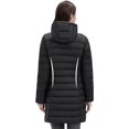 thumbnail image 4 of Women's Packable Puffer Coat - Lightweight Puffer Coat Hooded Long Puffer Coat Winter Warm Puffer Jacket with Metal Zipper (Jet Black, M), 4 of 8