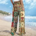 thumbnail image 5 of Cxenplz Palazzo Pants for Women 2025, Elastic High Waisted Boho Casual Loose Wide Leg Pants Plus Size Print Baggy Lounge Trouser Pants on Clearance, 5 of 6