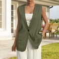 thumbnail image 2 of Breezora Womens Sleeveless Waistcoat Slim Fit Elegant Layering Piece for Office Casual Wear S Size Green, 2 of 5