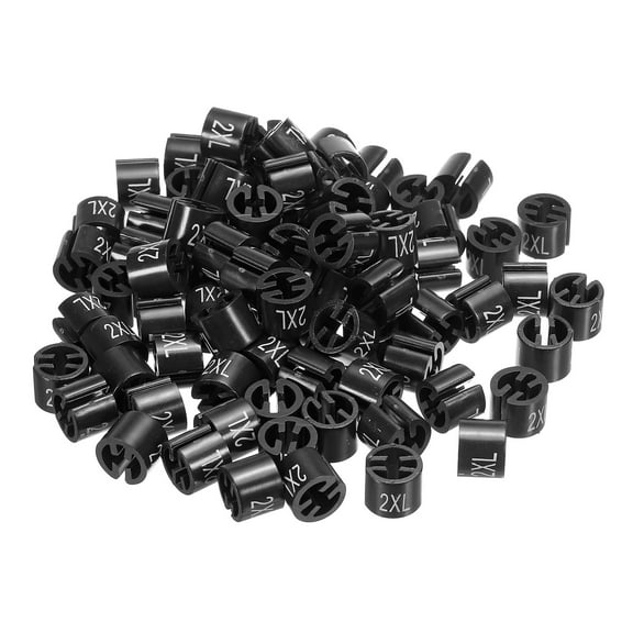 Clothes Hanger Marker 2XL Size Fit Hanger Rod for Garment Color Coding Black, Pack of 100