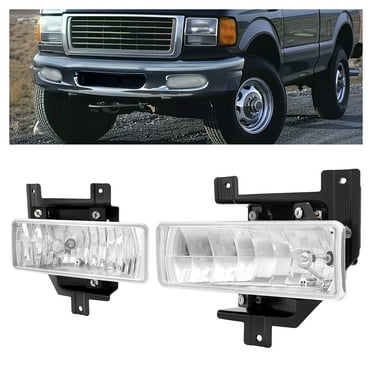 Kojem Pair Fog Light w/Bulb for 1997 1998 Ford F150 F250 Expedition Pickup Truck Replacement for FO2592114 FO2593114 Front Bumper Fog Lamp Clear Lens Driver & Passenger Side 2 Pcs