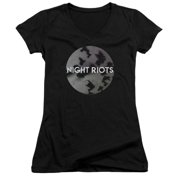 Night Riots Flock Junior Women's T-Shirt V-Neck Black