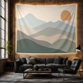 thumbnail image 4 of Minimalist Mountain Landscape with Rising Sun Serene Boho for Nature Lovers, Scenic Muted Gold Art Decor, Housewarming Gift Tapestry Wall Hanging for Bedroom and Living Room, 4 of 5