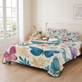 thumbnail image 2 of Twin XL Quilt Set 68''x98'', Spring Butterflies Lightweight Summer Bedspread Coverlet Set with 2 Pillow Shams, Summer Countryside Leaf Flowers Breathable All Season Quilt Bedding for Dorm/Guest Room, 2 of 9