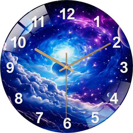 15.75 Inch Galaxy Vortex Wall Clock, Tempered Glass Space Decor with Blue Nebula Design, Unique Modern Wall Art for Bedroom, Office Or Living Room (Battery Not Included), 40cm