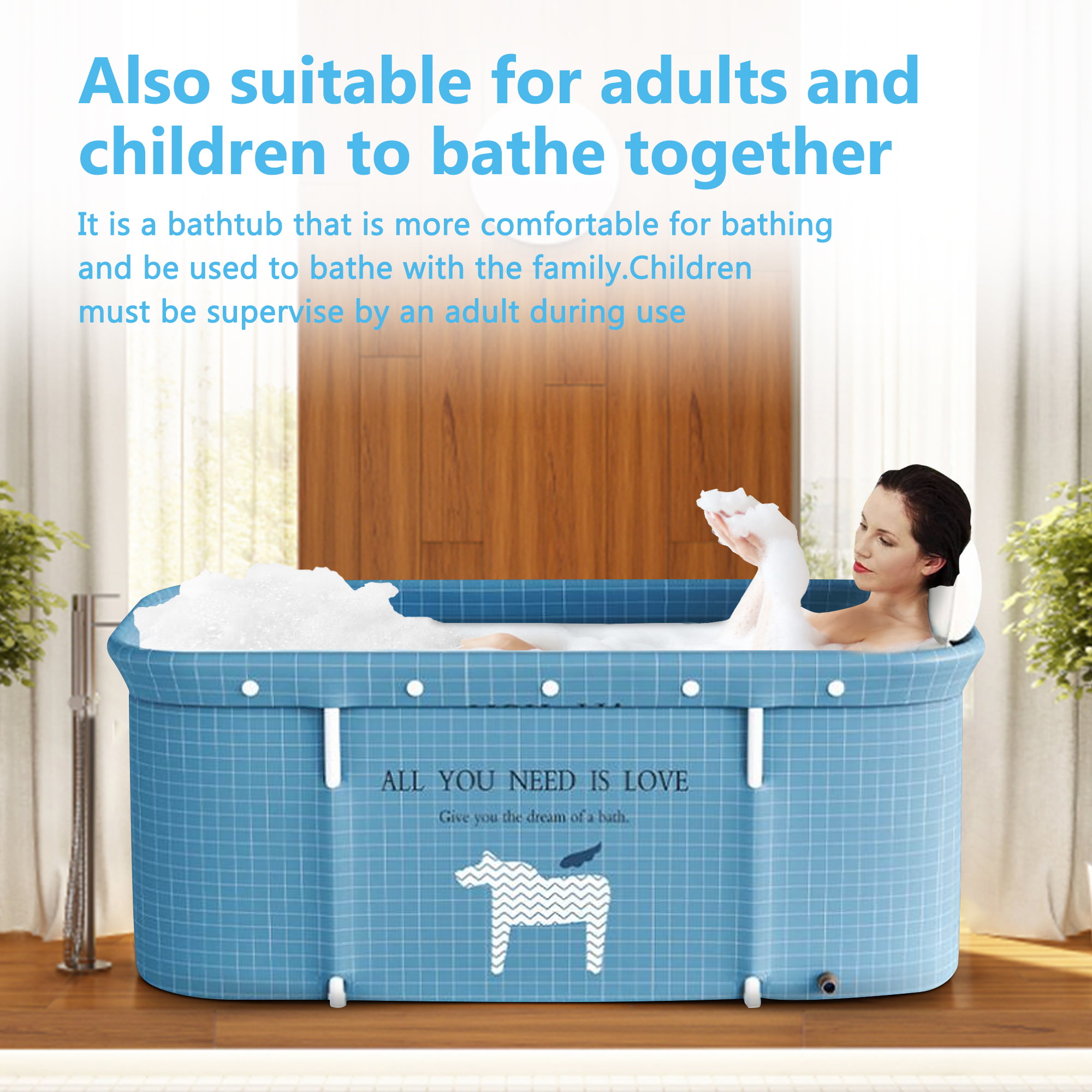 Mixoy Extra Large Adult Portable Bathtub with 2 Side Handles and Waterproof  Pillow,Foldable Tub for Ice Bath and Hot Shower - On Sale - Bed Bath &  Beyond - 38996147