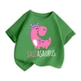 thumbnail image 2 of DAETIROS Girls Graphic T-Shirt, Soft Cotton Comfy Short Sleeve Cute Dinosaur Basic Crew Neck Casual Girls Summer Tees Green Size 5-6T, 2 of 7