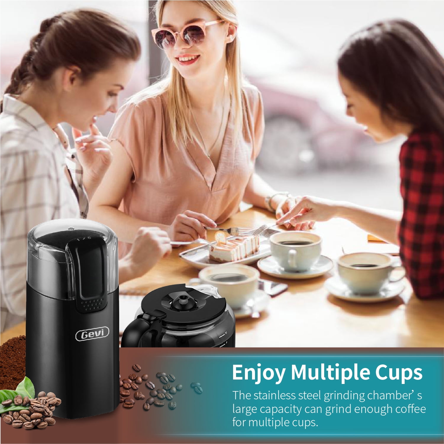 Gevi Black Electric Coffee Grinder