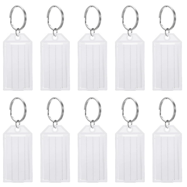 Unique Bargains Plastic Key Tags with Split Ring Labels, White, 200 Count