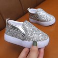 thumbnail image 6 of QUOTAY Girls Fashion Sneakers with Flashing LED Lights Sparkly Casual Shoes Breathable Platform Sole for Kids Toddler Shoes Girl and Baby Sporty Comfortable Footwear Silver,22, 6 of 9