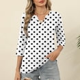 thumbnail image 2 of Staron Women's Polka Dot V-Neck 3/4 Sleeve T-Shirt Casual Fashion Printed Top Basic Comfy Relaxed Tee, White M, 2 of 6