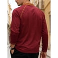 thumbnail image 5 of Timegard Long Sleeve Shirts for Men Collared Button V Neck Drop Shoulder Golf Shirts Fall Casual Loose Fitting Muscle Tee(Wine,S), 5 of 5