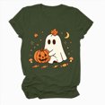 thumbnail image 6 of NOLDARES Halloween Teacher Shirts for Women Cute Ghost with Coffee Shirt Funny Spooky Tee Halloween Party Short Sleeve Tops(AG,M), 6 of 7