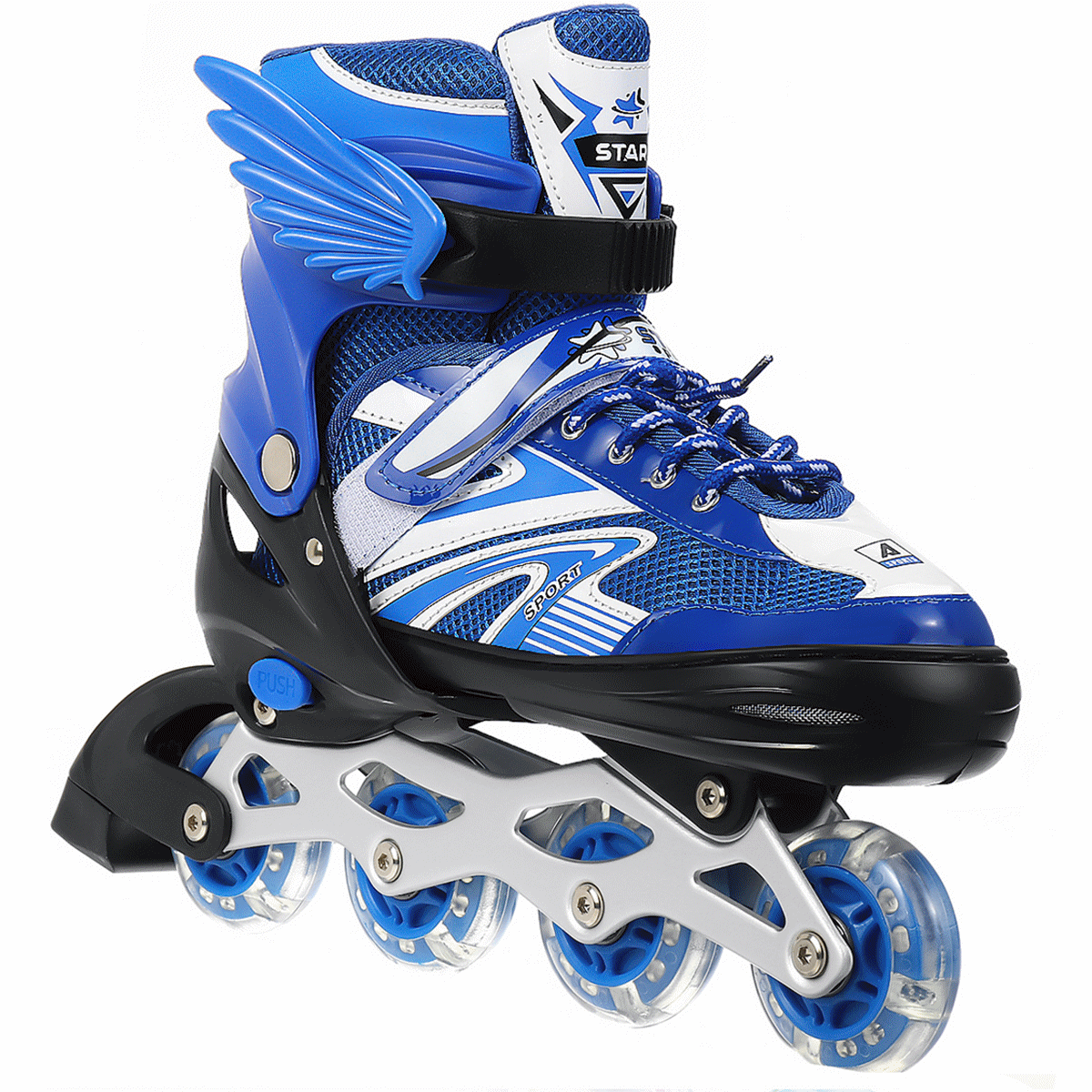 Small Blue Glow in the Dark Butterfly Wings for Roller Skates