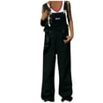 thumbnail image 2 of SMihono Fashion Women's Summer Casual Pocket Romper Long Playsuit Strap Button Jumpsuit Quick Dry Outdoor Athletic Sports Pants Full Length Pants Overalls Women's Fashion Black 10, 2 of 8