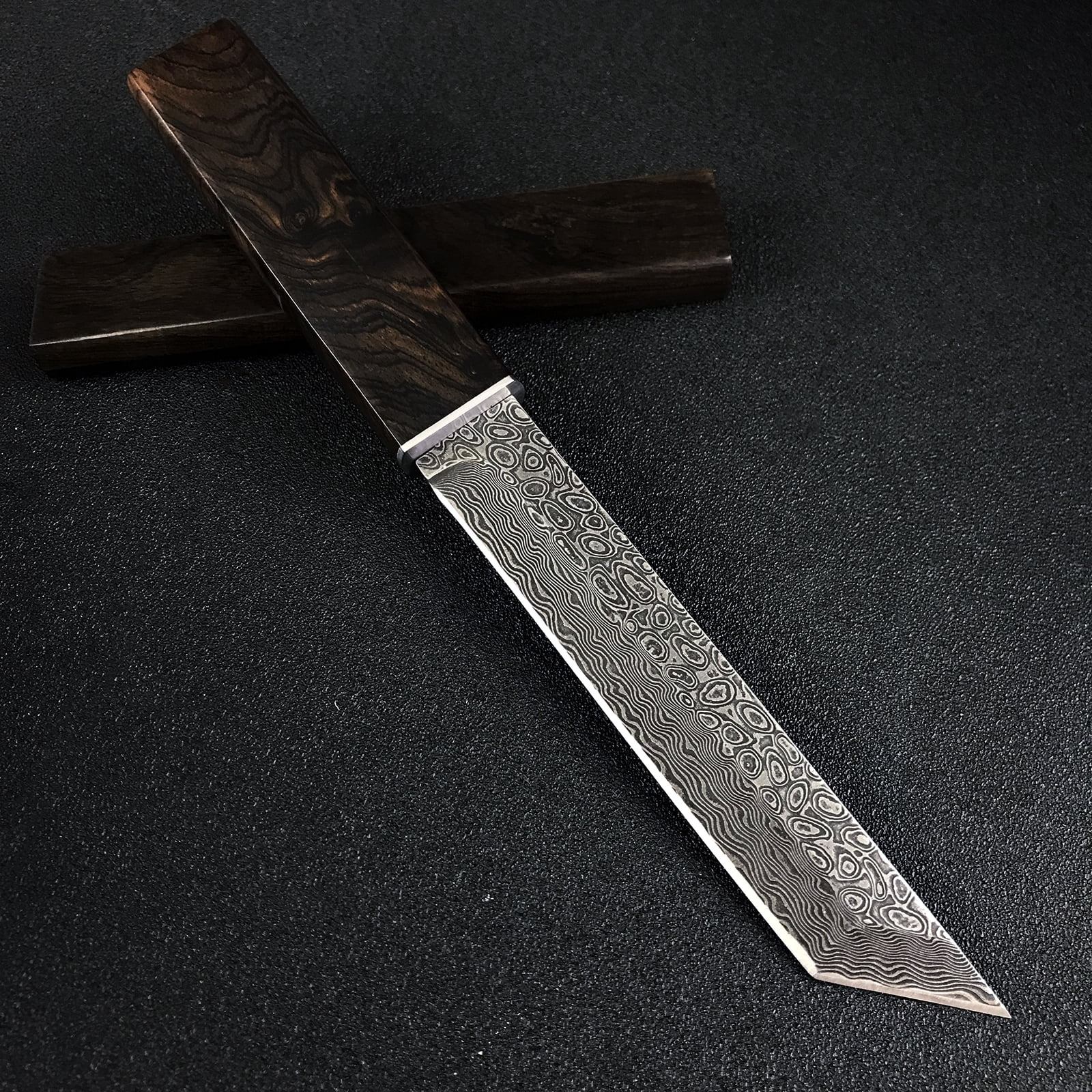 Samurai Knife Japanese Katana, Tanto Knife with VG 10 Damascus Steel Blade and Ebony Handle